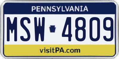 PA license plate MSW4809
