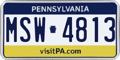 PA license plate MSW4813