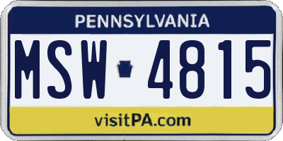 PA license plate MSW4815