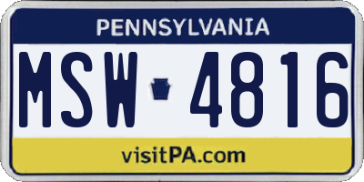 PA license plate MSW4816