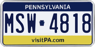 PA license plate MSW4818
