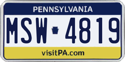 PA license plate MSW4819