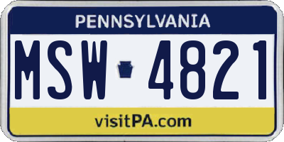 PA license plate MSW4821