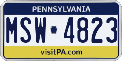 PA license plate MSW4823