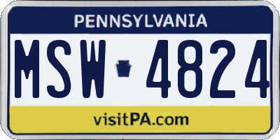 PA license plate MSW4824