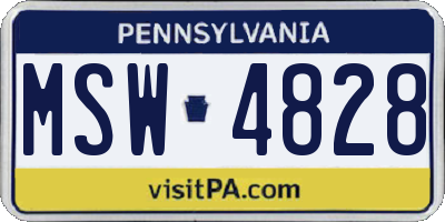 PA license plate MSW4828