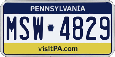 PA license plate MSW4829