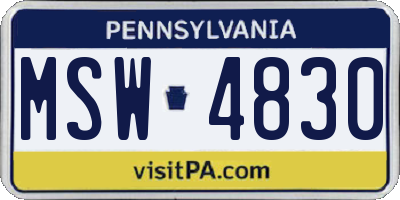 PA license plate MSW4830
