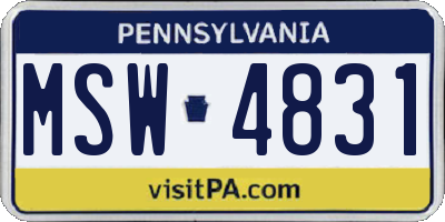 PA license plate MSW4831