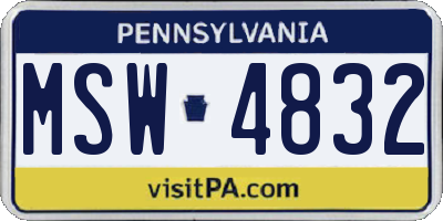 PA license plate MSW4832