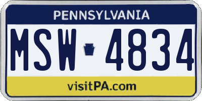 PA license plate MSW4834