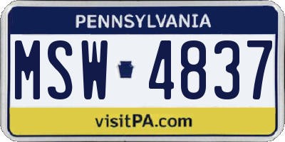 PA license plate MSW4837