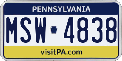 PA license plate MSW4838