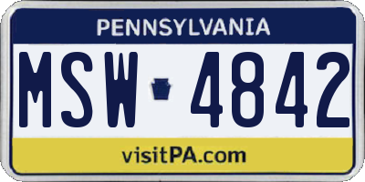 PA license plate MSW4842