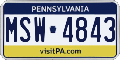 PA license plate MSW4843