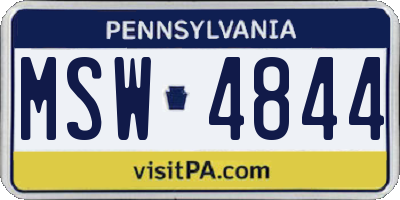 PA license plate MSW4844