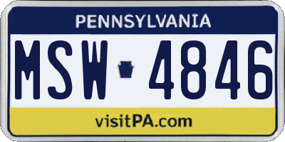 PA license plate MSW4846