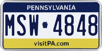 PA license plate MSW4848