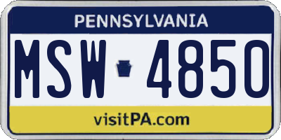 PA license plate MSW4850