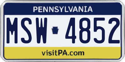 PA license plate MSW4852