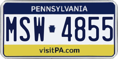PA license plate MSW4855