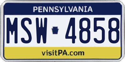PA license plate MSW4858