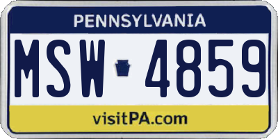 PA license plate MSW4859