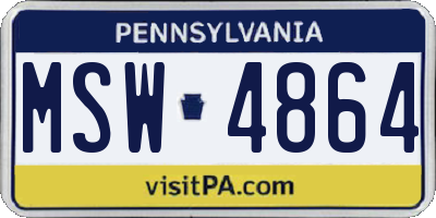 PA license plate MSW4864