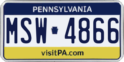 PA license plate MSW4866