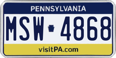 PA license plate MSW4868