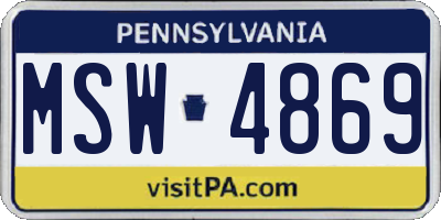 PA license plate MSW4869