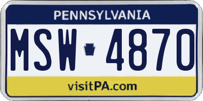 PA license plate MSW4870