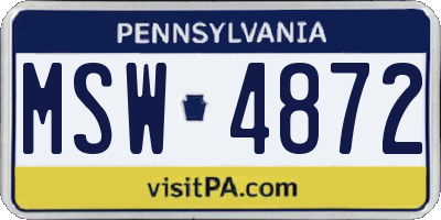 PA license plate MSW4872