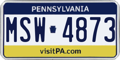 PA license plate MSW4873