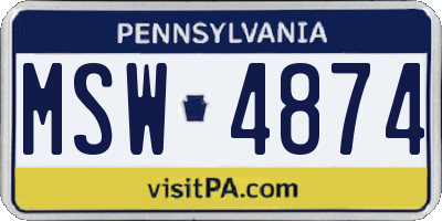 PA license plate MSW4874
