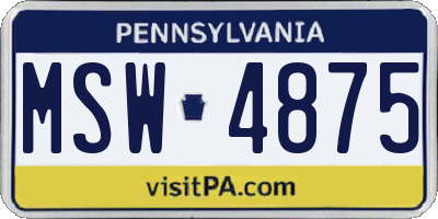 PA license plate MSW4875