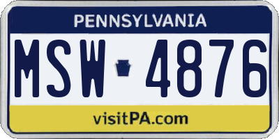 PA license plate MSW4876