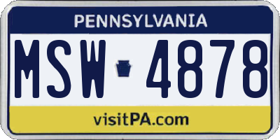 PA license plate MSW4878