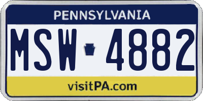 PA license plate MSW4882