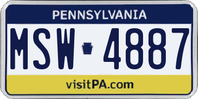 PA license plate MSW4887
