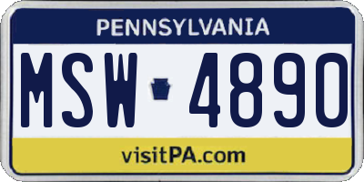 PA license plate MSW4890