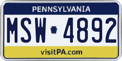 PA license plate MSW4892