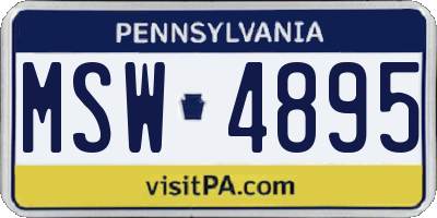 PA license plate MSW4895