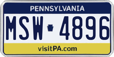 PA license plate MSW4896