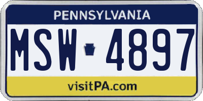 PA license plate MSW4897