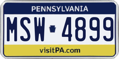 PA license plate MSW4899