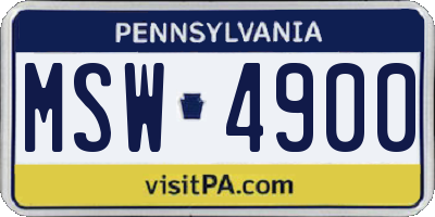 PA license plate MSW4900