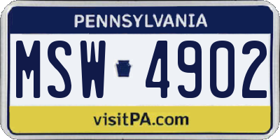 PA license plate MSW4902