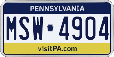 PA license plate MSW4904