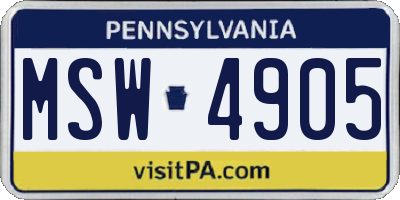 PA license plate MSW4905
